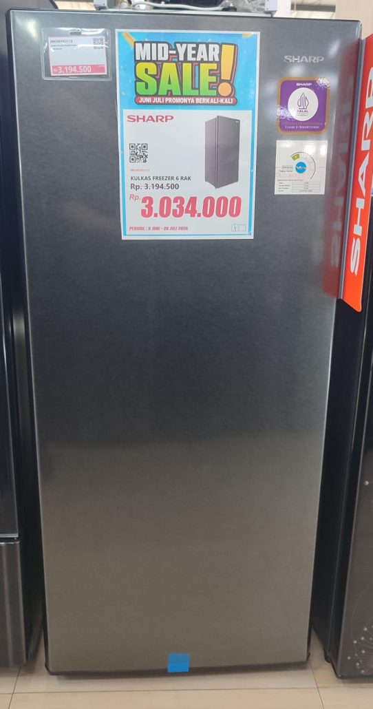 sharp kulkas freezer 6 rak